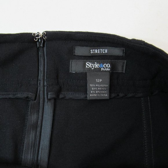 Style & Co. Women's Black Pencil Slip Skirt Size 12 Petite - Picture 6 of 8